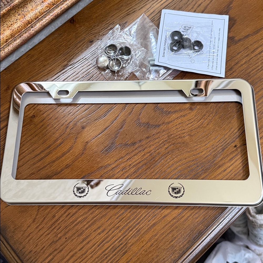 Cadillac License Plate Covers. Chrome plated. Front and Rear Frames. - Picture 11 of 14